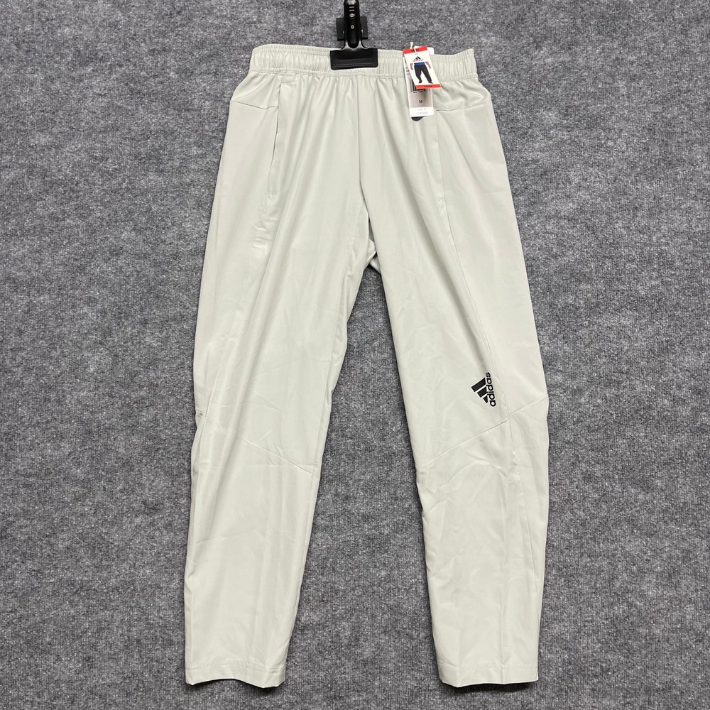 Adidas Pants Mens Medium‎ Gray Training Tapered Lightweight Running Joggers NEW